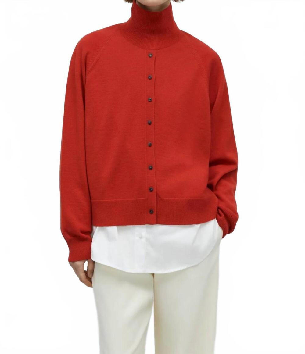 NEW CORDERA merino wool button sweater in red